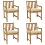 Sillas de jardín con cojines 4 uds madera de teca blanco crema de vidaXL, Sillas de jardín - Ref: Foro24-3073021, Precio: 603...