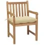 Sillas de jardín con cojines 4 uds madera de teca blanco crema de vidaXL, Sillas de jardín - Ref: Foro24-3073021, Precio: 603...