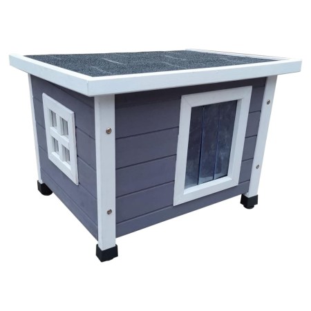 @Pet Casa de exterior de gato XL madera gris y blanco 68,5x54x51,5 cm de @Pet, Mobiliario para gatos - Ref: Foro24-443051, Pr...
