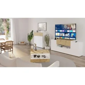 FMD Mueble de TV/equipos de música roble y blanco 182x33x70,2 cm de FMD, Muebles TV - Ref: Foro24-444216, Precio: 211,13 €, D...