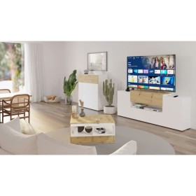 FMD Mueble de TV/equipos de música roble y blanco 182x33x70,2 cm de FMD, Muebles TV - Ref: Foro24-444216, Precio: 210,99 €, D...