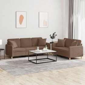Juego de sofás con cojines 2 piezas tela marrón en Sofás | Comprar online en Foru.es