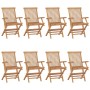 Sillas de jardín 8 uds madera teca con cojines azul claro de vidaXL, Sillas de jardín - Ref: Foro24-3072908, Precio: 656,10 €...