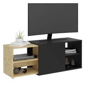 FMD Mueble de TV con 2 compartimentos abiertos negro y roble de FMD, Muebles TV - Ref: Foro24-444232, Precio: 131,56 €, Descu...