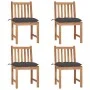 Sillas de jardín 4 unidades madera maciza de teca con cojines de vidaXL, Sillas de jardín - Ref: Foro24-3073103, Precio: 448,...
