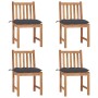 Sillas de jardín 4 unidades madera maciza de teca con cojines de vidaXL, Sillas de jardín - Ref: Foro24-3073103, Precio: 460,...