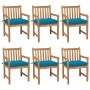Sillas de jardín 6 uds madera maciza de teca cojines azul claro de vidaXL, Sillas de jardín - Ref: Foro24-3073050, Precio: 1,...