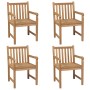 Sillas de jardín 4 uds madera maciza de teca con cojines negros de vidaXL, Sillas de jardín - Ref: Foro24-3073026, Precio: 62...