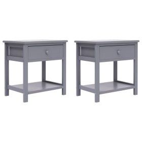 Mesitas de noche 2 unidades madera de Paulownia gris 40x29x42cm de vidaXL, Mesitas de noche - Ref: Foro24-284051, Precio: 64,...