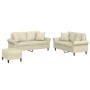 Juego de sofás con cojines 3 piezas cuero sintético color crema en Sofás | Comprar online en Foru.es