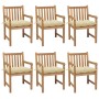 Sillas de jardín 6 uds madera maciza teca cojines crema blanca de vidaXL, Sillas de jardín - Ref: Foro24-3073048, Precio: 995...