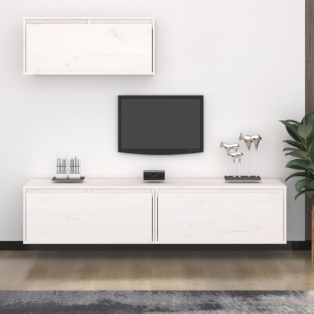 Muebles para TV 3 piezas madera maciza de pino blanco de vidaXL, Muebles TV - Ref: Foro24-3100135, Precio: 178,52 €, Descuent...