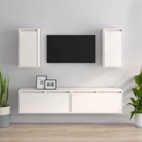 Muebles para TV 4 piezas madera maciza de pino blanco de vidaXL, Muebles TV - Ref: Foro24-3100170, Precio: 200,35 €, Descuent...