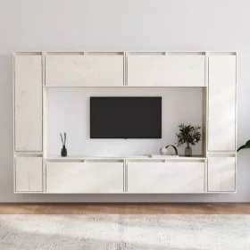 Muebles para TV 8 piezas madera maciza de pino blanco de vidaXL, Muebles TV - Ref: Foro24-3100195, Precio: 412,74 €, Descuent...