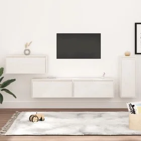 Muebles para TV 4 piezas madera maciza de pino blanco de vidaXL, Muebles TV - Ref: Foro24-3100220, Precio: 229,69 €, Descuent...