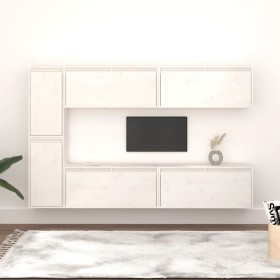 Muebles para TV 6 piezas madera maciza de pino blanco de vidaXL, Muebles TV - Ref: Foro24-3100235, Precio: 309,75 €, Descuent...