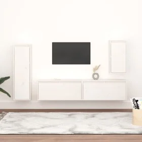 Muebles para TV 4 piezas madera maciza de pino blanco de vidaXL, Muebles TV - Ref: Foro24-3100230, Precio: 230,83 €, Descuent...