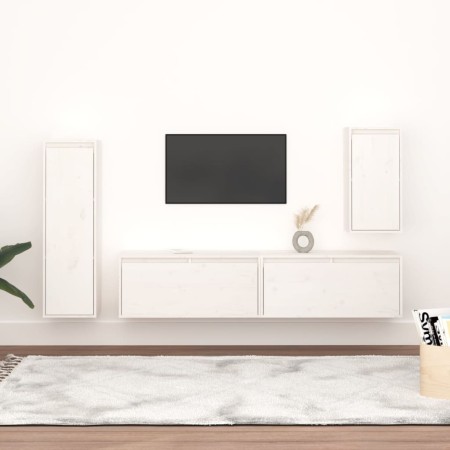 Muebles para TV 4 piezas madera maciza de pino blanco de vidaXL, Muebles TV - Ref: Foro24-3100230, Precio: 228,45 €, Descuent...