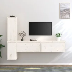Muebles para TV 4 piezas madera maciza de pino blanco de vidaXL, Muebles TV - Ref: Foro24-3100280, Precio: 210,10 €, Descuent...