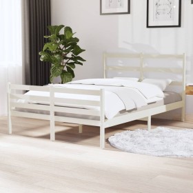 Estructura de cama madera maciza pino blanco 120x190 cm de vidaXL, Camas y somieres - Ref: Foro24-3103684, Precio: 137,59 €, ...