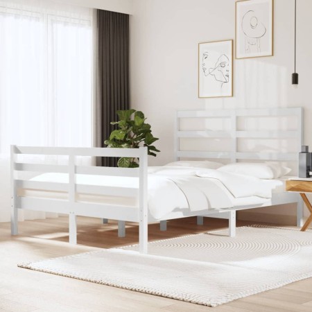 Estructura de cama madera maciza pino blanco 120x190 cm de vidaXL, Camas y somieres - Ref: Foro24-3104977, Precio: 135,14 €, ...