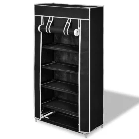 Zapatero de tela con cubierta negro 58x28x106 cm de vidaXL, Zapateros y organizadores de calzado - Ref: Foro24-240503, Precio...