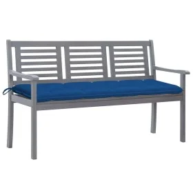 Banco de jardín 3 plazas madera eucalipto gris y cojín 150 cm de vidaXL, Bancos de jardín - Ref: Foro24-3061075, Precio: 217,...