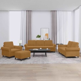 Juego de sofás con cojines 4 piezas terciopelo marrón en Sofás | Comprar online en Foru.es