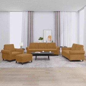 Juego de sofás con cojines 4 piezas terciopelo marrón en Sofás | Comprar online en Foru.es