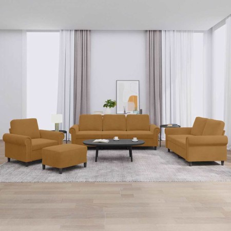 Juego de sofás con cojines 4 piezas terciopelo marrón en Sofás | Comprar online en Foru.es
