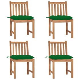 Sillas de jardín 4 unidades madera maciza de teca con cojines de vidaXL, Sillas de jardín - Ref: Foro24-3073108, Precio: 456,...