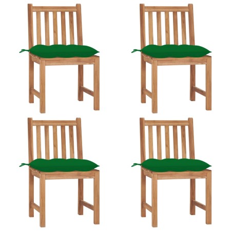 Sillas de jardín 4 unidades madera maciza de teca con cojines de vidaXL, Sillas de jardín - Ref: Foro24-3073108, Precio: 456,...