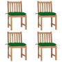 Sillas de jardín 4 unidades madera maciza de teca con cojines de vidaXL, Sillas de jardín - Ref: Foro24-3073108, Precio: 456,...