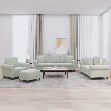 Juego de sofás con cojines 4 piezas terciopelo gris claro en Sofás | Comprar online en Foru.es