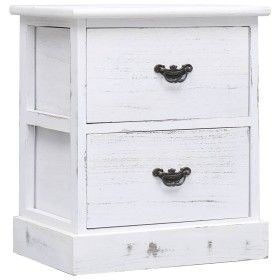 Mesita de noche madera de Paulownia blanco 38x28x45 cm de vidaXL, Mesitas de noche - Ref: Foro24-284060, Precio: 67,48 €, Des...