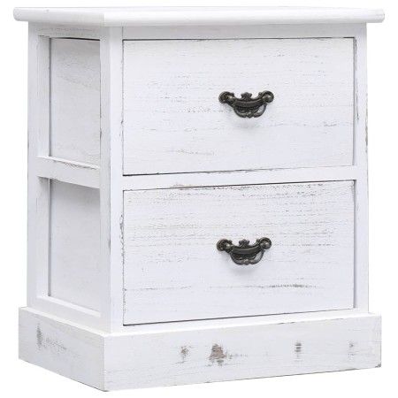 Mesita de noche madera de Paulownia blanco 38x28x45 cm de vidaXL, Mesitas de noche - Ref: Foro24-284060, Precio: 67,48 €, Des...