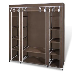 Armario de tela compartimentos y varillas marrón 45x150x176cm de vidaXL, Armarios roperos - Ref: Foro24-240496, Precio: 57,98...