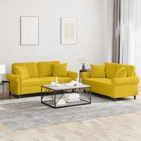 Juego de sofás con cojines 2 piezas terciopelo amarillo en Sofás | Comprar online en Foru.es