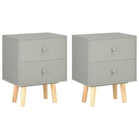 Mesitas de noche 2 unidades madera maciza pino gris 40x30x50 cm de vidaXL, Mesitas de noche - Ref: Foro24-285227, Precio: 107...