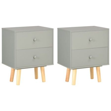 Mesitas de noche 2 unidades madera maciza pino gris 40x30x50 cm de vidaXL, Mesitas de noche - Ref: Foro24-285227, Precio: 107...