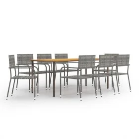 Set de comedor jardín 9 pzas ratán sintético gris antracita de vidaXL, Conjuntos de jardín - Ref: Foro24-3072510, Precio: 457...