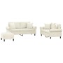 Juego de sofás con cojines 3 piezas terciopelo crema en Sofás | Comprar online en Foru.es