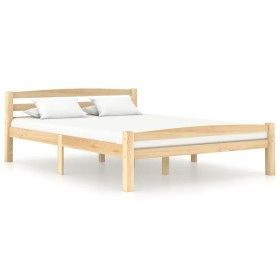 Estructura de cama de madera de pino maciza 140x200 cm de vidaXL, Camas y somieres - Ref: Foro24-322064, Precio: 122,97 €, De...