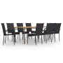 Set de muebles de comedor de jardín 9 piezas ratán PE negro de vidaXL, Conjuntos de jardín - Ref: Foro24-3072505, Precio: 641...