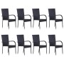 Set de muebles de comedor de jardín 9 piezas ratán PE negro de vidaXL, Conjuntos de jardín - Ref: Foro24-3072505, Precio: 641...