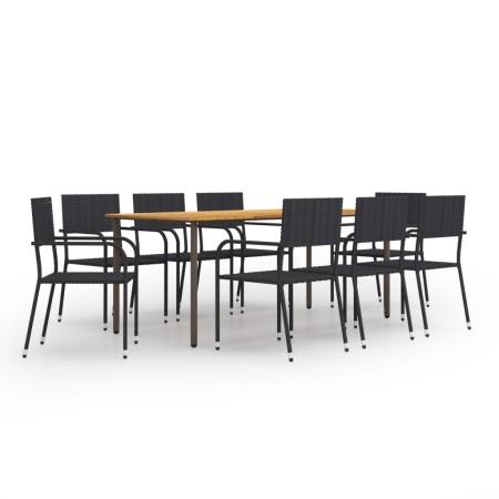 Set de muebles de comedor de jardín 9 piezas ratán PE negro de vidaXL, Conjuntos de jardín - Ref: Foro24-3072509, Precio: 440...