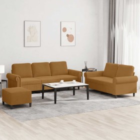 Juego de sofás con cojines 3 piezas terciopelo marrón en Sofás | Comprar online en Foru.es