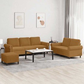 Juego de sofás con cojines 3 piezas terciopelo marrón en Sofás | Comprar online en Foru.es