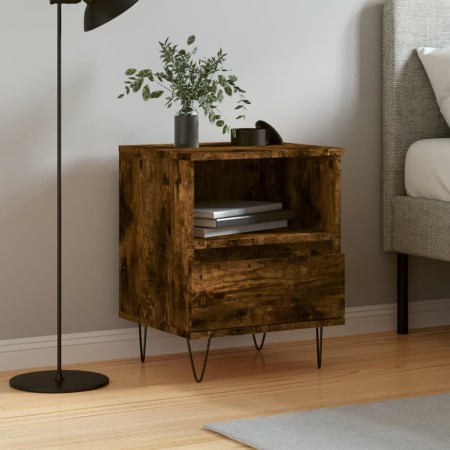 Mesita de noche madera de ingeniería roble ahumado 40x35x50 cm de vidaXL, Mesitas de noche - Ref: Foro24-830630, Precio: 39,3...