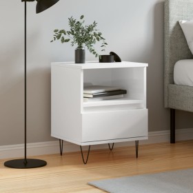 Mesita de noche madera contrachapada blanco brillo 40x35x50 cm de vidaXL, Mesitas de noche - Ref: Foro24-830624, Precio: 46,2...